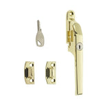 Window Locking Casement Fastener with Wooden Timber Handle – Polished Brass, Polished Chrome & White – Secure Window Latch for Timber Frames
