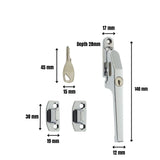 Window Locking Casement Fastener with Wooden Timber Handle – Polished Brass, Polished Chrome & White – Secure Window Latch for Timber Frames