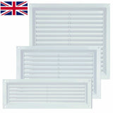 White Plastic Louvre Air Vent Cover – Adjustable Ventilation Grille with Flyscreen – Sizes 9"x3", 9"x6", 9"x9"