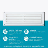 White Plastic Louvre Air Vent Cover – Adjustable Ventilation Grille with Flyscreen – Sizes 9"x3", 9"x6", 9"x9"