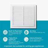 White Plastic Louvre Air Vent Cover – Adjustable Ventilation Grille with Flyscreen – Sizes 9"x3", 9"x6", 9"x9"