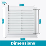 White Plastic Louvre Air Vent Cover – Adjustable Ventilation Grille with Flyscreen – Sizes 9"x3", 9"x6", 9"x9"