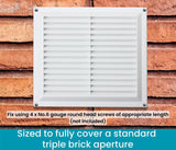 White Plastic Louvre Air Vent Cover – Adjustable Ventilation Grille with Flyscreen – Sizes 9"x3", 9"x6", 9"x9"
