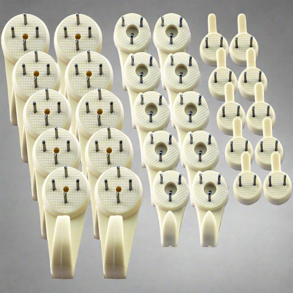 Hard Wall Picture Hooks 10 x 40mm Plastic Large White Frame