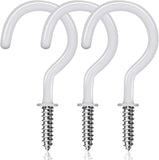 White Plastic Coated Shouldered Cup Hooks – Screw-In Wall Hooks for Mugs, Keys, Tools, Lights & Storage – Heavy Duty Metal