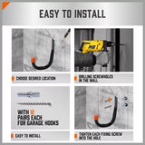 Wall Mounted Jumbo Storage Hooks – 80mm, 150mm & 192mm Heavy Duty Hooks for Garage, Shed, Bike, Ladders & Garden Tools