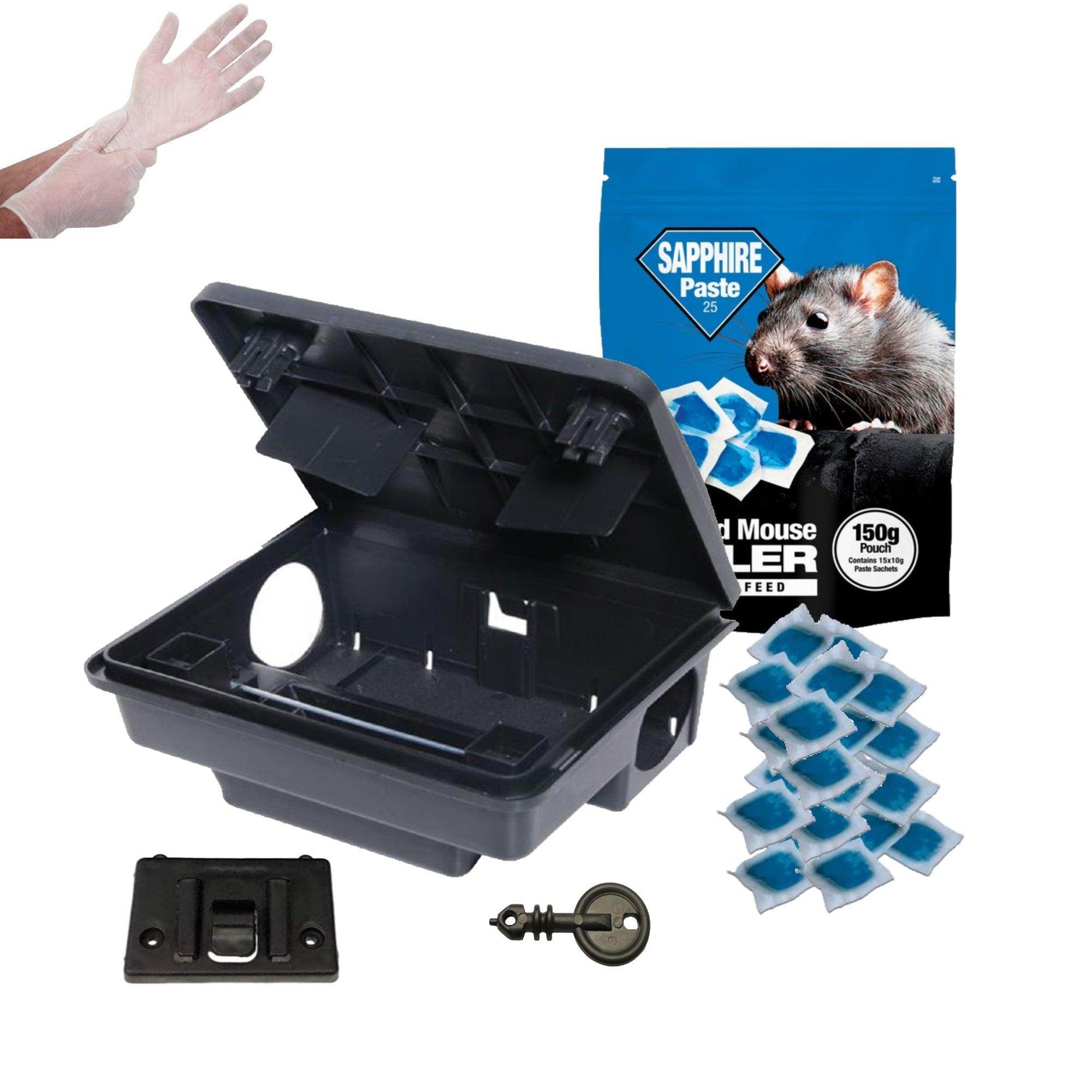 RAT MOUSE BAIT STATION WITH PROFESSIONAL BAIT BLUE PASTA