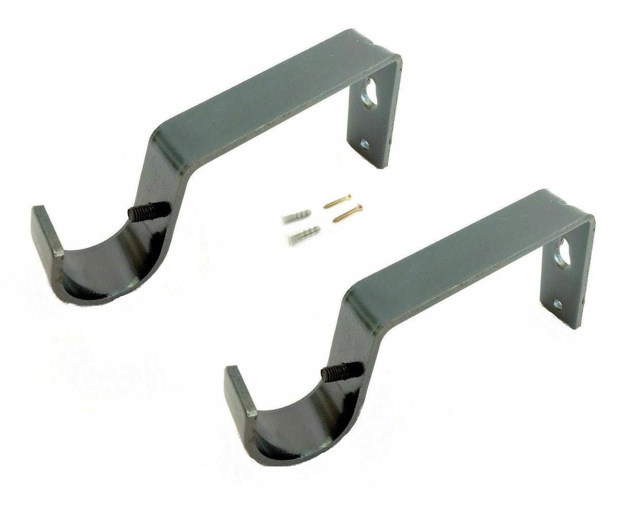 Heavy Duty Metal Curtain Pole Rod Wall Bracket Holder Black 28mm Pac