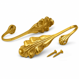 Curtain Tiebacks 160mm Pair of Solid Brass – Antique Gold Wall Mounted Holdbacks for Curtains & Drapes