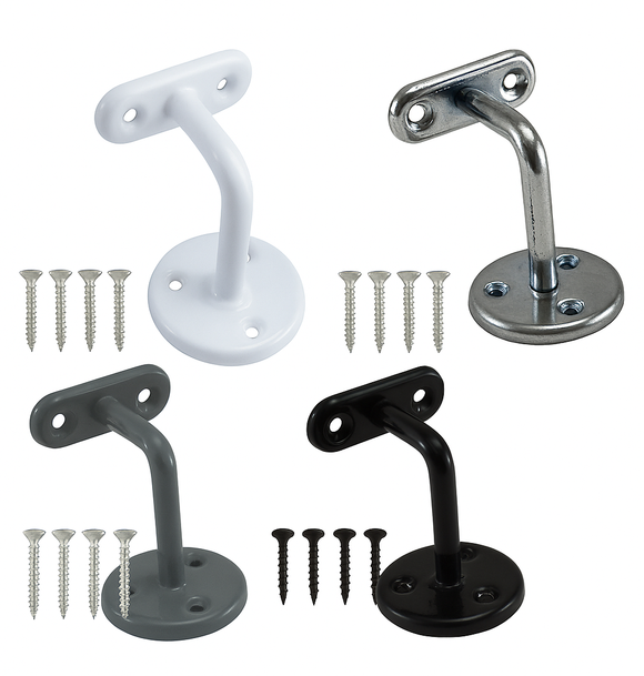 63mm Wall-Mounted Handrail Bracket – Stair Bannister Support for Wooden or Metal Rail – Heavy Duty Zinc, White, Grey, Black Finish