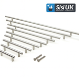 12mm Cabinet Pull Handle SSS – Satin Stainless Steel Cupboard & Drawer Handle – 96mm to 384mm Centres (Multiple Sizes Available)