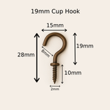 Cup Hooks Antique Bronze  – Screw-In Metal Wall Hooks for Mugs, Keys, Lights & Storage – Rustic Heavy Duty Finish