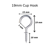 Cup Hooks Polished Chrome steel – Screw-In Metal Wall Hooks for Mugs, Keys, Lights & Storage – Heavy Duty Shiny Finish