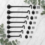 Malleable Black Cabin Hooks – Heavy-Duty Door & Gate Latches – Sizes 3", 4", 6", 8", 10", 12"