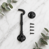 Cabin Hook Twisted Chain Hook Black Ironmongery - Decorative  for Gates, Doors, Sheds (75mm, 100mm, 150mm)