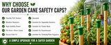 Garden Cane Safety Caps – Soft Rubber End Protectors for Bamboo Plant Stakes – Flexible Weatherproof Covers for Plant Support Canes Pack of 4