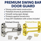 Locking Door Chain – Chrome or Electro Brass – Security Door Chain with Slide Lock for Wooden Internal & External Doors