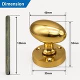 Solid Brass 65mm Victorian Style Oval Mortice Door Knob Set – Traditional Antique Pair for Internal & External Doors