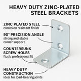 Corner Brace Zinc Plated  – Heavy Duty Angle Bracket – 25mm to 150mm Sizes for Furniture, Shelving & DIY Repairs