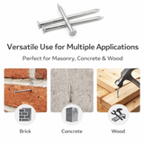 Heavy-Duty Masonry Nails – Zinc Plated - 25mm, 30mm, 40mm, 50mm, 60mm, and 75mm | Hardened Steel Wall & Concrete Fixing Nails