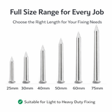 Heavy-Duty Masonry Nails – Zinc Plated - 25mm, 30mm, 40mm, 50mm, 60mm, and 75mm | Hardened Steel Wall & Concrete Fixing Nails