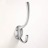 Victorian Hat & Coat Hook on Oval Backplate – Polished Brass or Polished Chrome – Traditional Wall Mounted Robe Hook