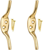 Brass Cleat Hooks Roman Blind Tie Back Hooks – Brass Cord Hooks for Curtains, Blinds & Washing Line Tie Downs – Pack of 2