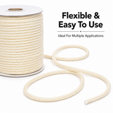 3mm Braided Rope Cord Cream – Strong Flexible Utility DIY Craft Rope for Macrame, Bundling, Garden & General Purpose Use