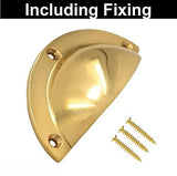 Polished Brass / Chrome 85mm Door Cabinet Cup Shell for Pull Handle Kitchen Cupboard Bin Cup Handles Cup Pulls Drawer Handles Shell Cup Pull Handles for Cabinets Pack of 2.