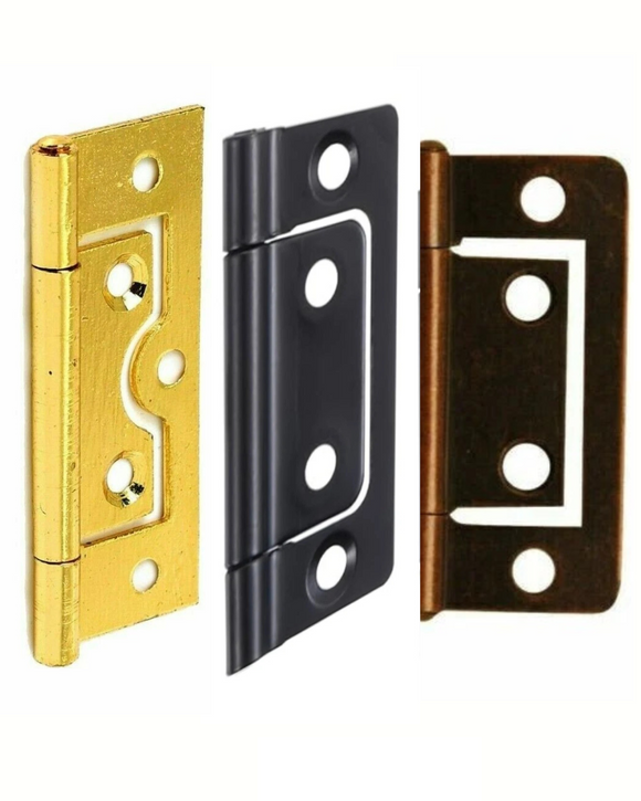 Bronze Flush Hinges – Electro Brassed & Chrome Plated – Sizes 40mm, 50mm, 60mm, 75mm (Pack of 2)