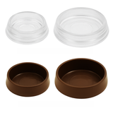 Plastic Caster Cups – Clear & Brown – 53mm & 68mm Furniture Leg Floor Protectors | Non-Slip Chair, Sofa & Bed Cups