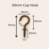 Cup Hooks Antique Bronze  – Screw-In Metal Wall Hooks for Mugs, Keys, Lights & Storage – Rustic Heavy Duty Finish