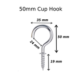 Cup Hooks Polished Chrome steel – Screw-In Metal Wall Hooks for Mugs, Keys, Lights & Storage – Heavy Duty Shiny Finish