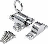Fanlight Window Catch 65mm Spring Loaded Pull Ring Latch – Skylight Cabinet Wardrobe Window Fastener – Polished Brass or Chrome