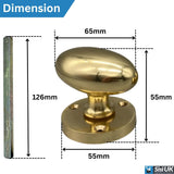 Solid Brass 65mm Victorian Style Oval Mortice Door Knob Set – Traditional Antique Pair for Internal & External Doors