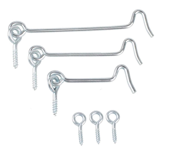Wire Gate Hooks – Bright Zinc Plated (BZP) – Sizes 50mm x 2.8mm, 75mm x 3.2mm, 100mm x 3.2mm