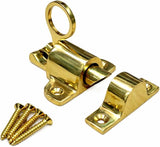 Fanlight Window Catch 65mm Spring Loaded Pull Ring Latch – Skylight Cabinet Wardrobe Window Fastener – Polished Brass or Chrome
