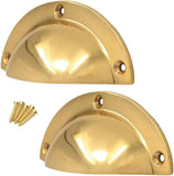 Polished Brass / Chrome 85mm Door Cabinet Cup Shell for Pull Handle Kitchen Cupboard Bin Cup Handles Cup Pulls Drawer Handles Shell Cup Pull Handles for Cabinets Pack of 2.