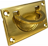 Brass Flush Door Pull Handle 70mm – Vintage Polished Brass Drop Pull Handle with Screws for Cabinet, Cupboard, Wardrobe & Window