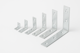 Corner L Brackets Metal – Galvanised Reinforced Steel Wood Braces – 20mm to 150mm Angle Brackets for Furniture & Shelving