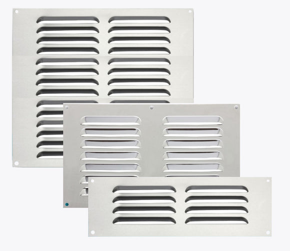 Satin Aluminium Louvre Air Vent Cover – Adjustable Ventilation Grille with Flyscreen – Sizes 9