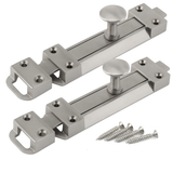 Satin Chrome Door Bolts – 4", 6", 8" Surface Mounted Sliding Door Lock – Durable Tower Bolts for Bedrooms, Bathrooms, Cupboards & Storage