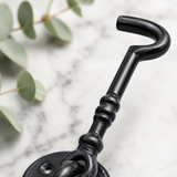 Cabin Hook Twisted Chain Hook Black Ironmongery - Decorative  for Gates, Doors, Sheds (75mm, 100mm, 150mm)