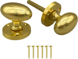 Solid Brass 65mm Victorian Style Oval Mortice Door Knob Set – Traditional Antique Pair for Internal & External Doors