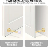 Spring Door Stop Set – Silver or Brass Finish | 75mm Heavy Duty Metal Spring Stops with Base Plate & Anti-Slip Rubber Tip