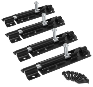 Steel Tower Bolt – Black Powder-Coated Heavy Duty Door Bolt – Sizes 3" to 12" (75mm–300mm)