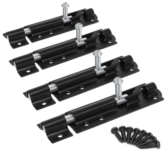 Steel Tower Bolt – Black Powder-Coated Heavy Duty Door Bolt – Sizes 3