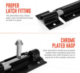 Steel Tower Bolt – Black Powder-Coated Heavy Duty Door Bolt – Sizes 3" to 12" (75mm–300mm)