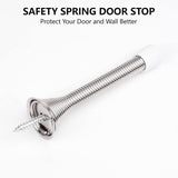 Spring Door Stop Set – Silver or Brass Finish | 75mm Heavy Duty Metal Spring Stops with Base Plate & Anti-Slip Rubber Tip