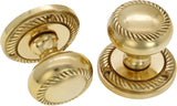 Georgian Round Solid Polished Brass Mortice Sprung Door Knob Set – Golden Grace Pair for Internal & External Doors